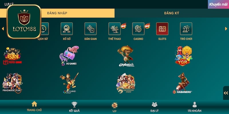 Một số sảnh game slot đáng trải nghiệm tại Loto188