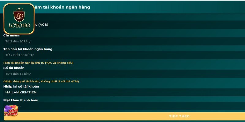Thao tác chọn phương thức rút thưởng